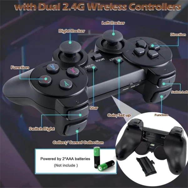 Lemon Toys 2.4G Wireless Controller Gaming Console Gamepad,4K Ultra HD Game Stick-Supports Wireless Dual Play,3000+ Classic Games,35 Hrs Continuous Gameplay,Video Games For Kids-Usb Rechargeable - Image 4