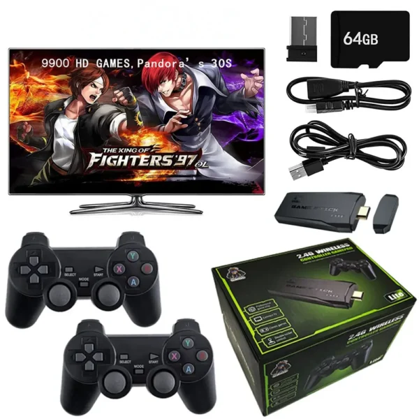 Lemon Toys 2.4G Wireless Controller Gaming Console Gamepad,4K Ultra HD Game Stick-Supports Wireless Dual Play,3000+ Classic Games,35 Hrs Continuous Gameplay,Video Games For Kids-Usb Rechargeable