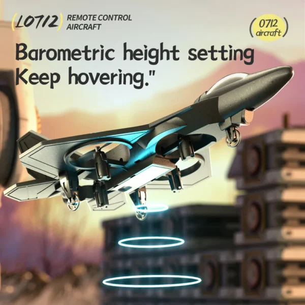 RC Plane 2.4GHz Remote Control Plane L0712 Drone Quadcopter Hovering with Auto Hovering Fighter Aircraft RC Airplane RTF for Beginner, Kids and Adults,3D Flip Airplane Toy - Image 2