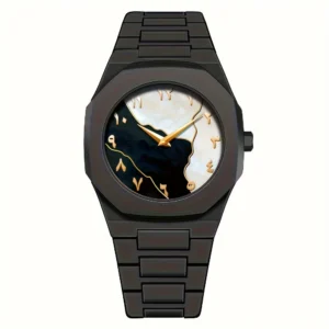 Men'S Quartz Watch with Arabic Numerals, Alloy Case & Strap, Luminous Display