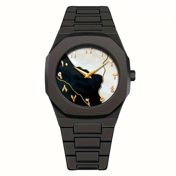 Men'S Quartz Watch with Arabic Numerals, Alloy Case & Strap, Luminous Display