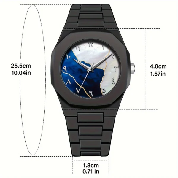 Men'S Quartz Watch with Arabic Numerals, Alloy Case & Strap, Luminous Display - Image 2