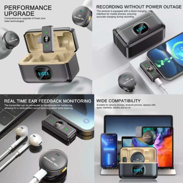 SX21 Round Lavalier Microphone 2.4G Wireless Dual Microphone | HIFI AUDIO | ANC | ACCURATE CONNECTION | 30M RANGE | IPHONE & ANDROID - Image 2