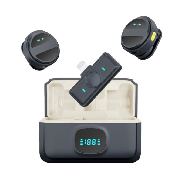 SX21 Round Lavalier Microphone 2.4G Wireless Dual Microphone | HIFI AUDIO | ANC | ACCURATE CONNECTION | 30M RANGE | IPHONE & ANDROID