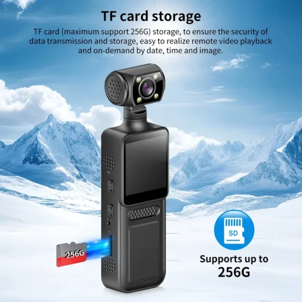 4K Ultra HD Wearable Action Camera with Rotating Lens, Touch Video Recording, Loop Recording, Night Vision, and TF Card Storage - Handheld Body Camera for Skiing, Cycling, and Outdoor Adventures, Adventure Gear, Compact Device, Durable Construction - Image 3