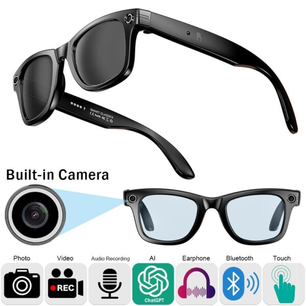 SMART GLASS WITH CAMERA | VOICE RECORD | VIDEO | CAMERA | AI CHAT | MUSIC | CALL - Image 2