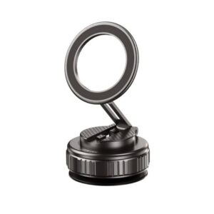 Green Lion GX-35 Suction Phone Holder with 360 Rotation, Upgraded Magnetic Force, Zinc Alloy Arm, Compatible with MagSafe Strong Suction, Foldable Design, 3-Axis Adjustment - Black